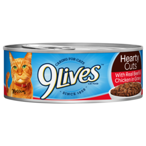 9 Lives Hearty Cuts With Real Beef & Chicken In Gravy