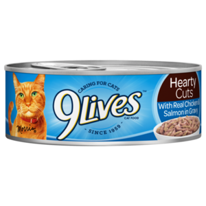 9 Lives Hearty Cuts With Real Chicken & Salmon In Gravy