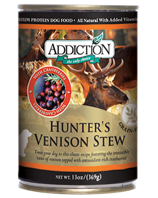 Addiction Canned Dog Food Hunter's Venison Stew