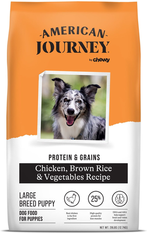 American Journey Protein & Grains Chicken, Brown Rice & Vegetables Recipe For Large Breed Puppies