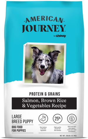 American Journey Protein & Grains Salmon, Brown Rice & Vegetables Recipe For Large Breed Puppies