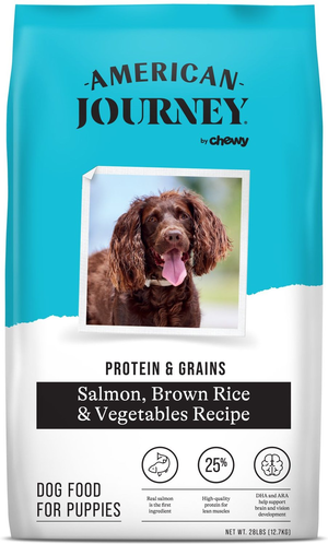 American Journey Protein & Grains Salmon, Brown Rice & Vegetables Recipe For Puppies