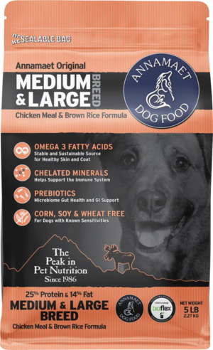 Annamaet Dry Dog Food Original Chicken Meal & Brown Rice Formula For Medium & Large Breed Dogs