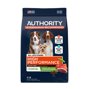 Authority Everyday Health Grain Free + High Performance Turkey, Pea, Duck & Salmon Formula For All Life Stages