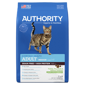 Authority Everyday Health Grain Free + High Protein Turkey, Pea, Duck & Salmon Formula For Adult Indoor Cats