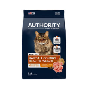 Authority Hairball Control + Healthy Weight Chicken & Rice Formula For Adult Cats