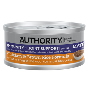 Authority Immunity + Joint Support Chicken & Brown Rice Formula (Ground) For Mature Dogs