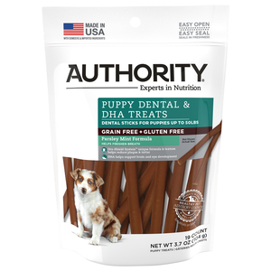 Authority Puppy Dental & DHA Treats Parsley Mint Formula (Dental Sticks For Puppies)