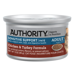Authority Sensitive Support Chicken & Turkey Formula (Pate) For Adult Cats