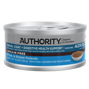 Authority Skin, Coat + Digestive Health Support Grain Free Fish & Potato Formula (Ground) For Adult Dogs