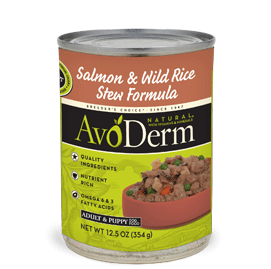 AvoDerm Adult and Puppy Dog Food Salmon and Wild Rice Stew Formula