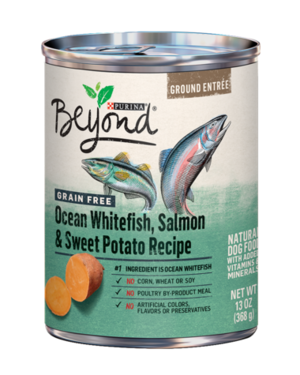 Purina Beyond Ground Entree Grain Free Ocean Whitefish, Salmon & Sweet Potato Recipe