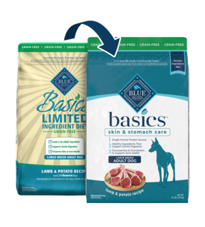 Blue Buffalo Basics Lamb & Potato Recipe (Skin & Stomach Care) For Large Breed Adult Dogs