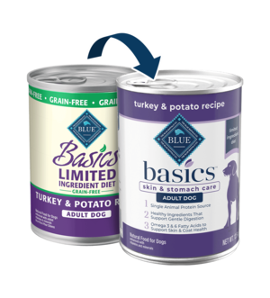 Blue Buffalo Basics Turkey & Potato Recipe (Skin & Stomach Care) For Adult Dogs