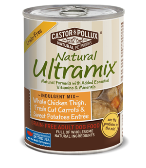 Castor & Pollux Natural Ultramix Whole Chicken Thigh, Fresh Cut Carrots & Sweet Potatoes Entree - Grain Free Adult