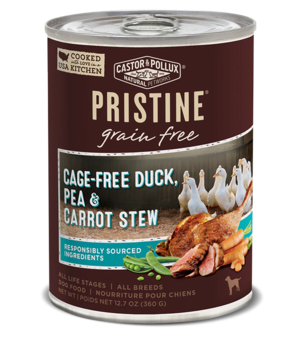 Castor & Pollux Pristine Grain Free Cage-Free Duck, Pea & Carrot Stew