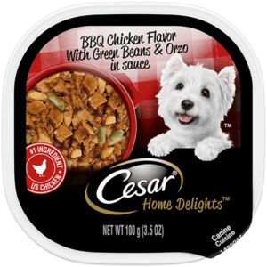 Cesar Home Delights BBQ Chicken Flavor With Green Beans & Orzo In Sauce