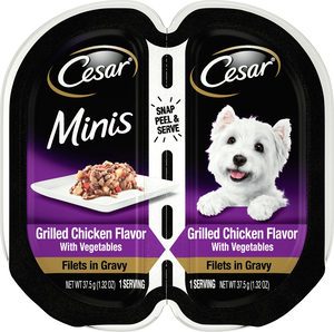 Cesar Minis Grilled Chicken Flavor With Vegetables Filets In Gravy