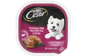 Cesar Savory Delights Porterhouse Steak Flavor With Peas and Carrots In Meaty Juices