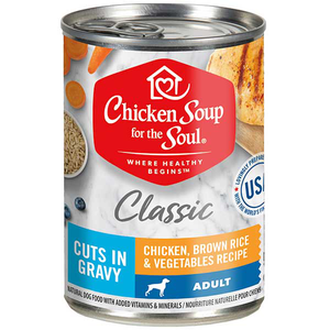 Chicken Soup For The Soul Classic Chicken, Brown Rice & Vegetables Recipe Cuts In Gravy For Adult Dogs