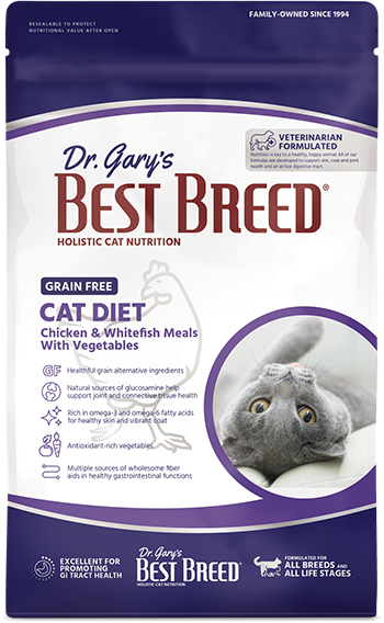 Dr. Gary's Best Breed Holistic Cat Nutrition Grain Free Cat Diet With Chicken & Whitefish Meals With Vegetables