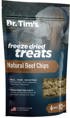 Dr. Tim's Freeze Dried Treats Natural Beef Chips For Cats and Dogs