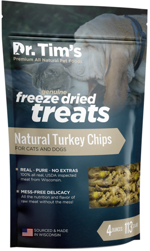 Dr. Tim's Freeze Dried Treats Natural Turkey Chips For Cats and Dogs