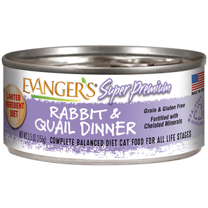 Evanger's Super Premium Wet Food Rabbit & Quail Dinner For Cats