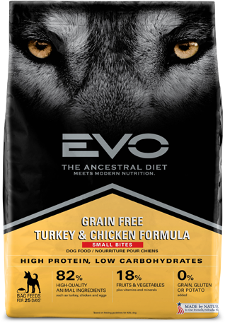 Evo Grain Free Dry Dog Food Turkey & Chicken Formula - Small Bites