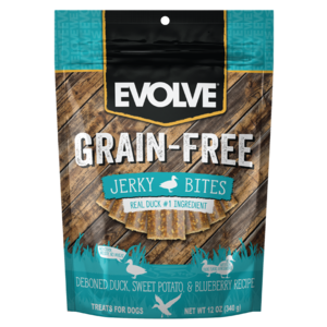 Evolve Grain-Free Jerky Bites Deboned Duck, Sweet Potato & Blueberry Recipe