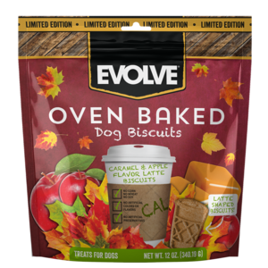 Evolve Oven Baked Dog Biscuits Caramel & Apple Flavor Latte Biscuits