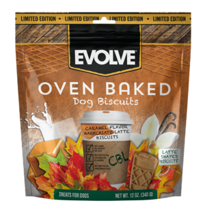 Evolve Oven Baked Dog Biscuits Caramel Flavor Barkchiato Latte Biscuits
