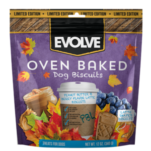 Evolve Oven Baked Dog Biscuits Peanut Butter & Berry Flavor Latte Biscuits
