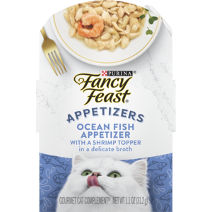Fancy Feast Appetizers Ocean Fish Appetizer With A Shrimp Topper In A Delicate Broth