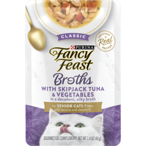 Fancy Feast Classic Broths With Skipjack Tuna & Vegetables For Senior Cats 7yrs+