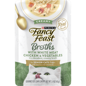 Fancy Feast Creamy Broths With White Meat Chicken & Vegetables For Senior Cats 7yrs+
