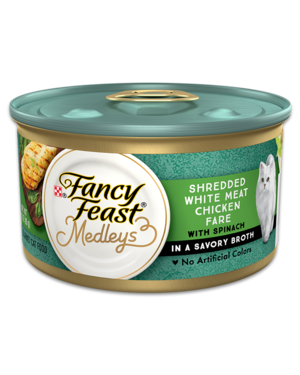 Fancy Feast Medleys Shredded White Meat Chicken Fare With Spinach In A Savory Broth