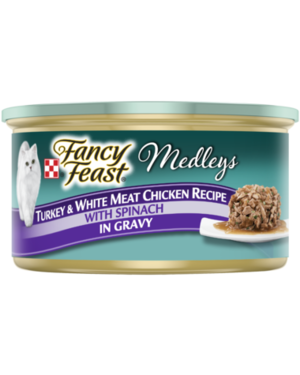 Fancy Feast Medleys Turkey & White Meat Chicken Recipe With Spinach In Gravy