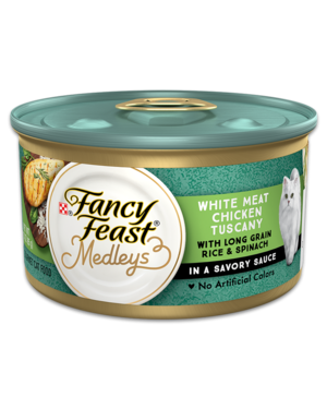 Fancy Feast Medleys White Meat Chicken Tuscany With Long Grain Rice & Spinach In A Savory Sauce