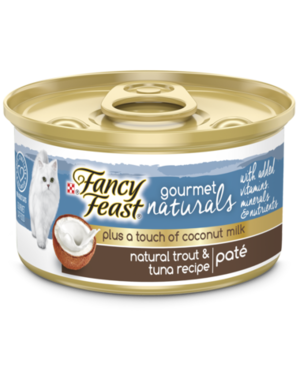 Fancy Feast Gourmet Naturals Natural Trout & Tuna Recipe Pate Plus A Touch of Coconut Milk