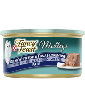 Fancy Feast Medleys Ocean Whitefish & Tuna Florentine With Cheese & Garden Greens Pate