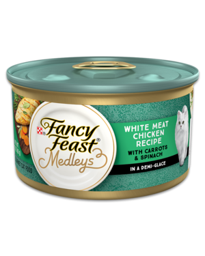 Fancy Feast Medleys White Meat Chicken Recipe With Carrots & Spinach In A Demi-Glace