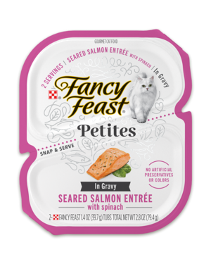 Fancy Feast Petites Seared Salmon Entrée With Spinach In Gravy