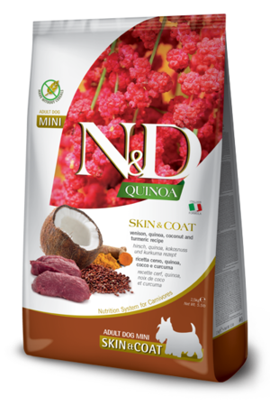 Farmina N&D Quinoa Mini Skin & Coat Recipe With Venison, Quinoa, Coconut and Turmeric For Dogs