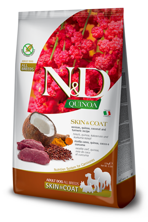 Farmina N&D Quinoa Skin & Coat Recipe With Venison, Quinoa, Coconut and Turmeric For Dogs