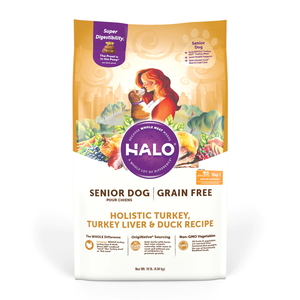 Halo Grain Free Senior Dog Holistic Turkey, Turkey Liver & Duck Recipe