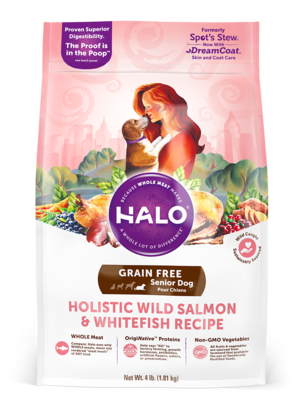 Halo Grain Free Senior Dog Holistic Wild Salmon & Whitefish Recipe