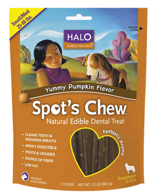 Halo Spot's Chew - Small/Medium Yummy Pumpkin Flavor Dental Treat