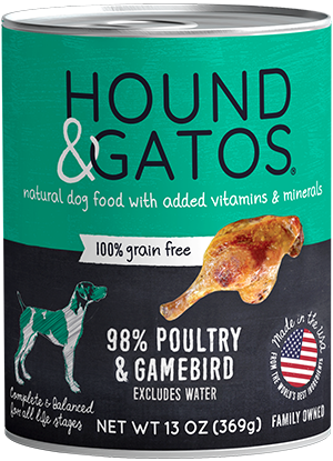 Hound & Gatos Grain Free 98% Gamebird Poultry Recipe For Dogs