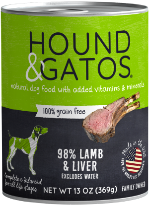 Hound & Gatos Grain Free 98% Lamb & Liver Recipe For Dogs